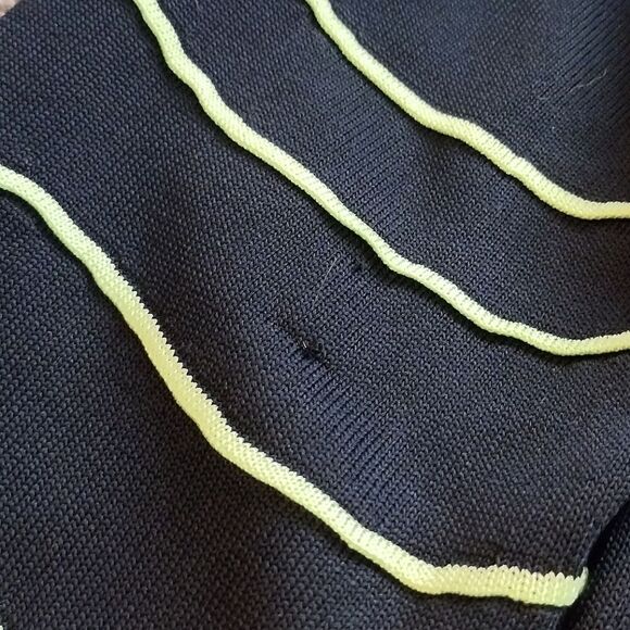 Ming Wang Women's Size Medium Snap Button Lime Green Striped Cardigan Wrap Top - Picture 14 of 16